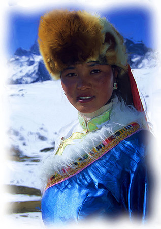 Young girl at Yak Meadow, Yunnan Province