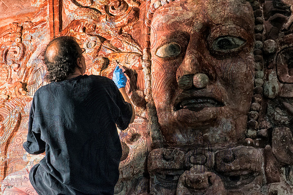 Restorer in the Museo Antropologia