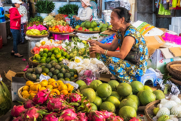 Friuit stall in a market in Na Trang