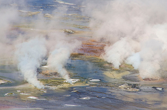 Steaming pots, Norris Geyser basin