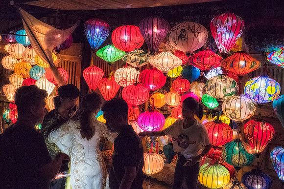 Lantern shop at night in Hoi An