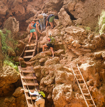 Descent down Mooney Falls