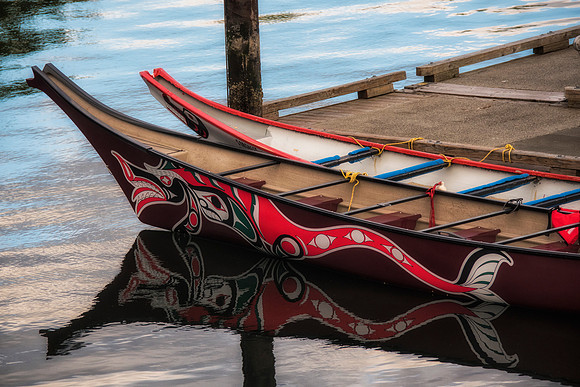 Native canoes, Victoria harbor