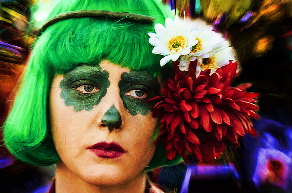 Girl with green hair