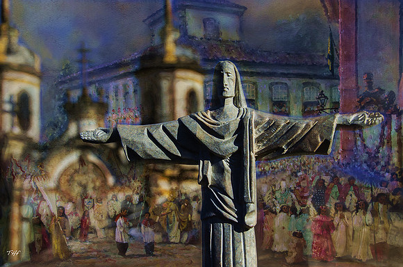 Montage: soap stone statue