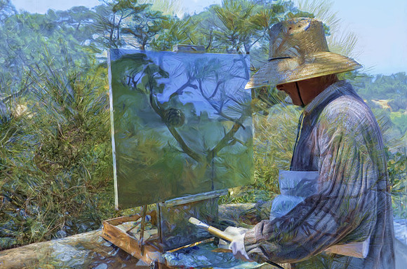 Plein air painter, Torrey Pines State Park near La Jolla, California