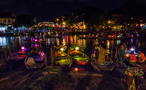 The Hoai River at night in Hoi An