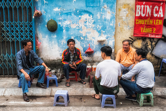 early morning gathering in Hanoi