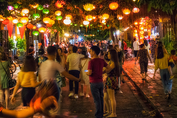City of lanterns at night